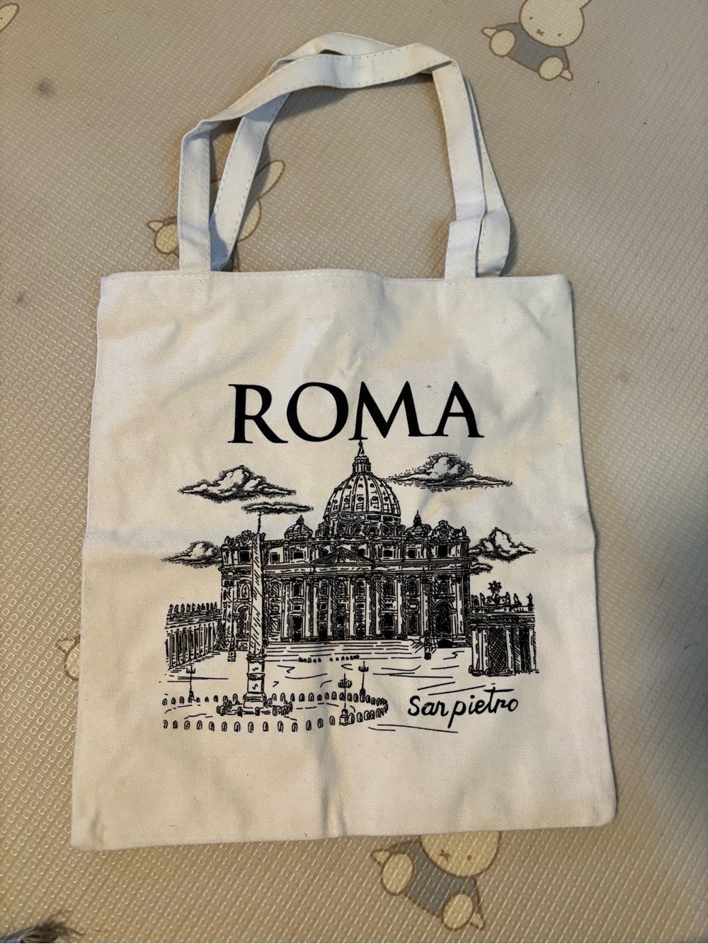 ROMA San Pietro White Canvas Tote Bag